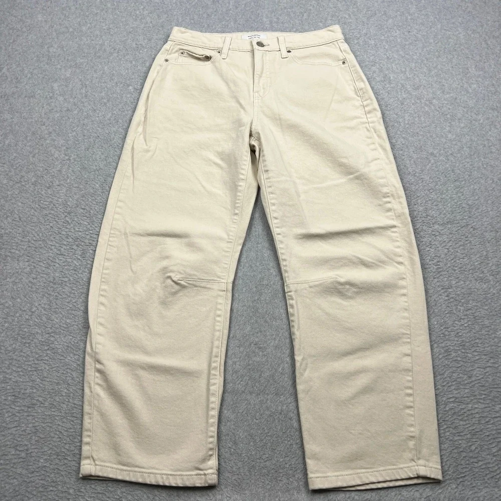 Banana Republic Barrel Jeans Womens 28/6 Ecru Ivory Ankle Darted Denim 804434